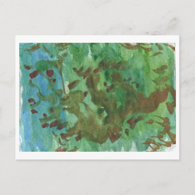 Tree in blue and green landscape postcard (Front)