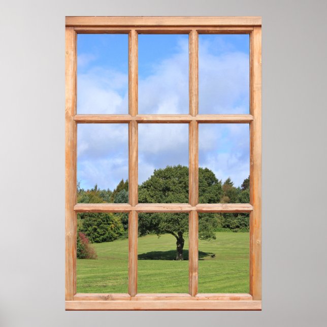 Tree in Countryside View from a Window Poster (Front)