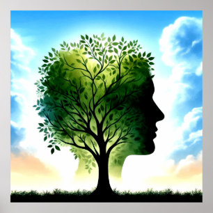 Tree in Human Skull (save climate change) Poster
