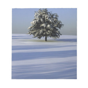 Tree in snow covered landscape notepad