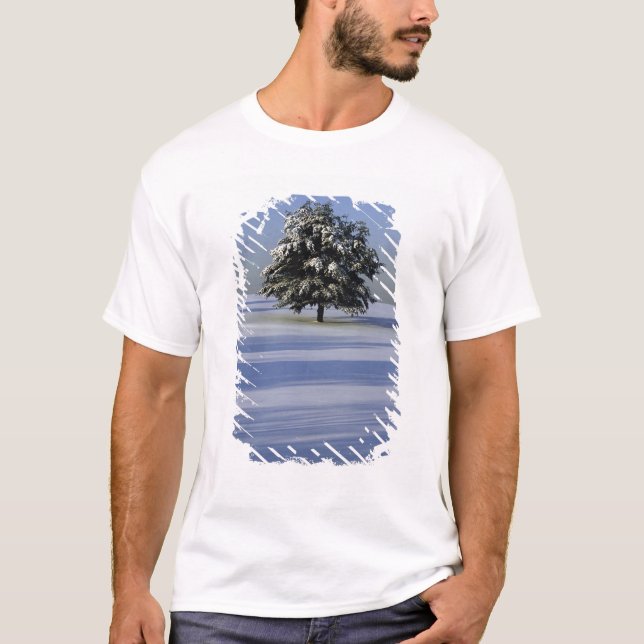Tree in snow covered landscape T-Shirt (Front)
