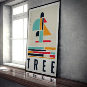 Tree in the art of Bauhaus. Poster