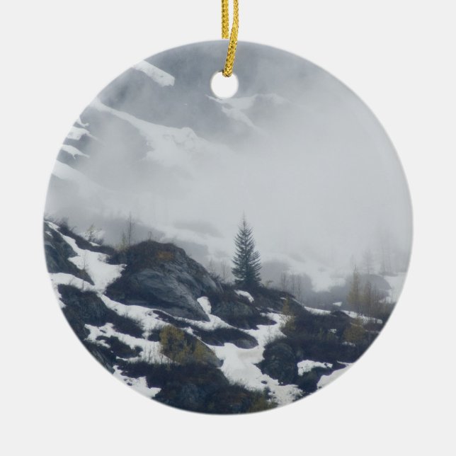 Tree in the Mist Ceramic Ornament (Front)