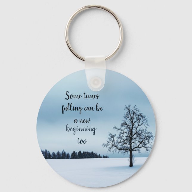 Tree in the snow white keychain (Front)