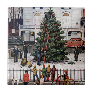 Tree in Town Square Ceramic Tile