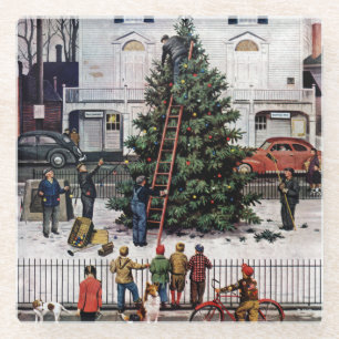 Tree in Town Square Glass Coaster
