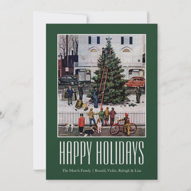 Tree in Town Square Holiday Card (Front)