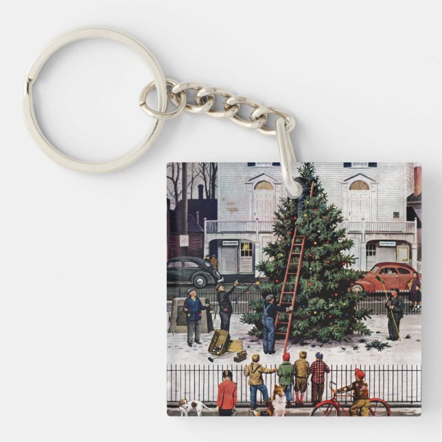 Tree in Town Square Key Ring (Front)