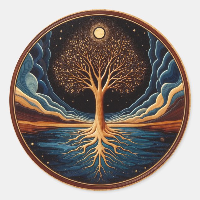 Tree in Water Classic Round Sticker (Front)