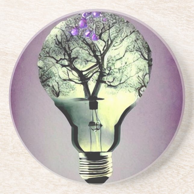 Tree Inside Light Bulb Coaster (Front)