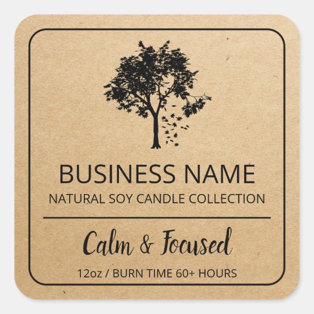 Tree Kraft Paper Soy Candle Product Labels (Front)