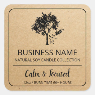 Tree Kraft Paper Soy Candle Product Labels