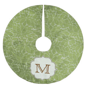 Tree Leaf Floral Folia Monogram Initial Tree Skirt