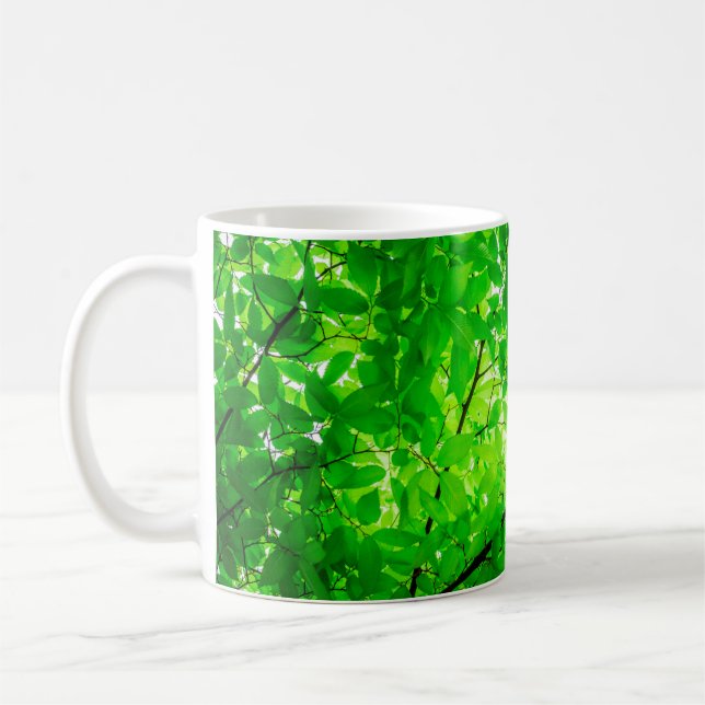 Tree leaf twig texture pattern coffee mug (Left)