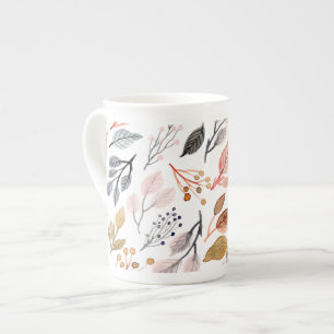 tree leaves bone china mug