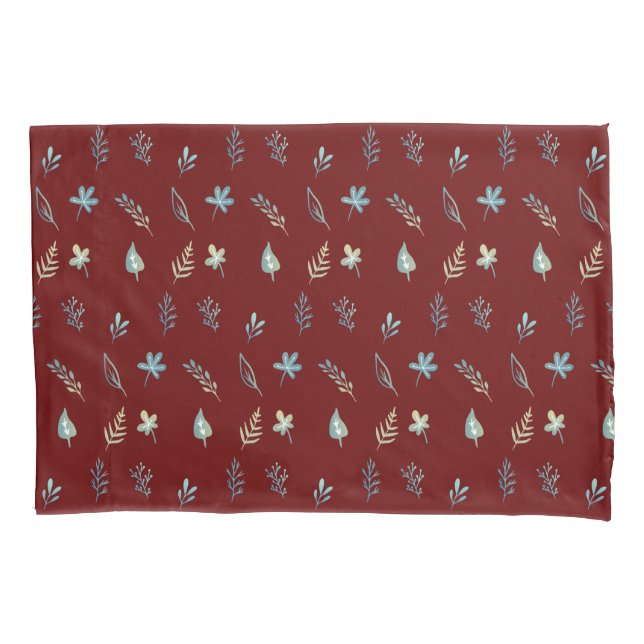 tree leaves botanic elegant simple Blue watercolor Pillowcase (Front)