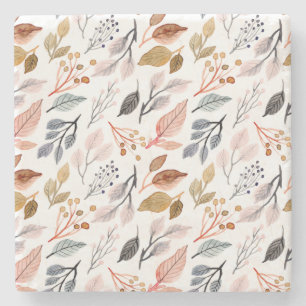 tree leaves stone coaster