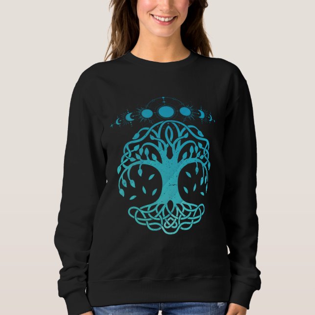 Tree Life Moon Phase Wiccan Yggdrasil Nordic Vikin Sweatshirt (Front)