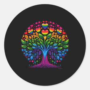 Tree Life Rainbow Lgbt Cool Gay Pride Flag Ally  Classic Round Sticker