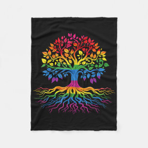 Tree Life Rainbow Lgbt Cool Gay Pride Flag Ally Fleece Blanket