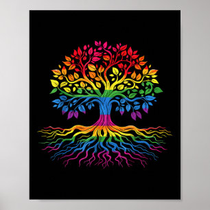 Tree Life Rainbow Lgbt Cool Gay Pride Flag Ally Poster