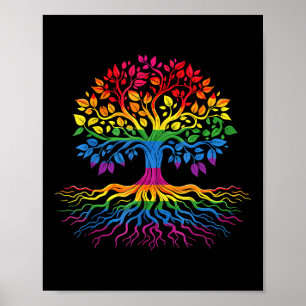 Tree Life Rainbow Lgbt Cool Gay Pride Flag Ally  Poster