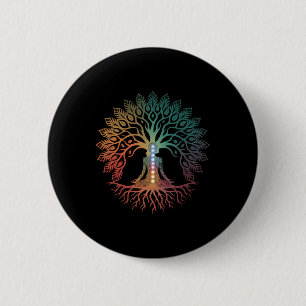 Tree Life Woman Yoga Chakra Spiritual 6 Cm Round Badge