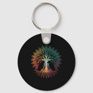 Tree Life Woman Yoga Chakra Spiritual Key Ring