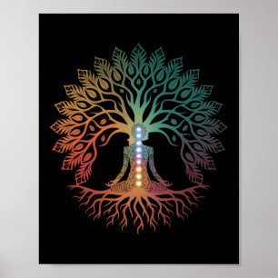 Tree Life Woman Yoga Chakra Spiritual  Poster