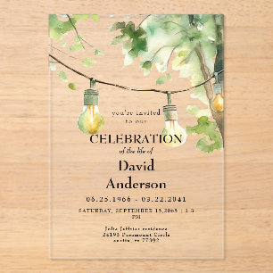 Tree & Lights Celebration of Life  Acrylic Invitations