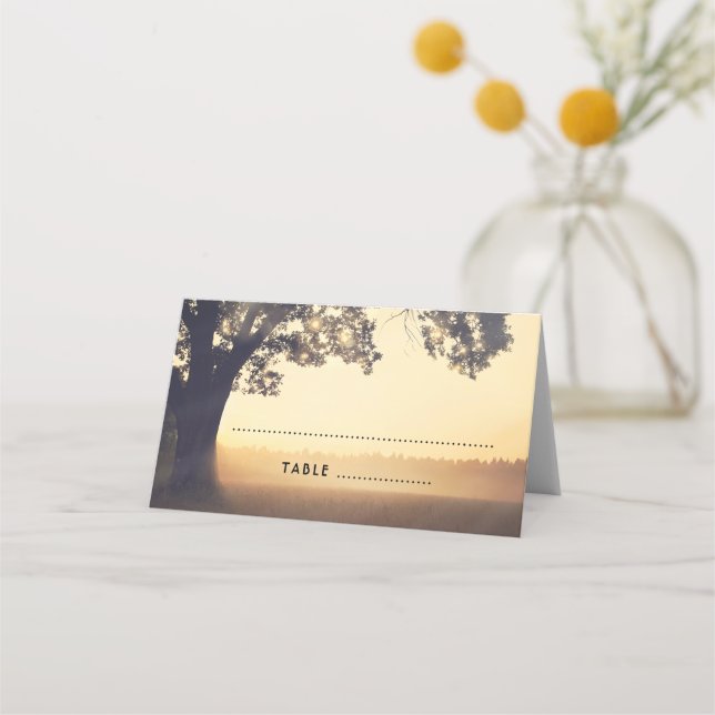 Tree Lights Summer Evening Dream Wedding Place Card (Front)