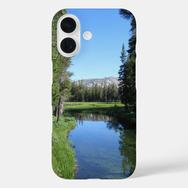Tree-Lined River Meadow with Mountain Vista Photo Case-Mate iPhone Case (Back)