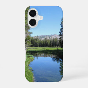 Tree-Lined River Meadow with Mountain Vista Photo iPhone 16 Case