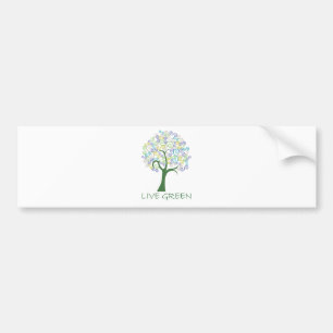 Tree ~ Live Green Colourful Scroll Trees Bumper Sticker
