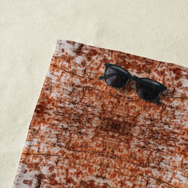 Tree Log Cutaway Photo Mixed Media Repeat Pattern Beach Towel (In Situ)