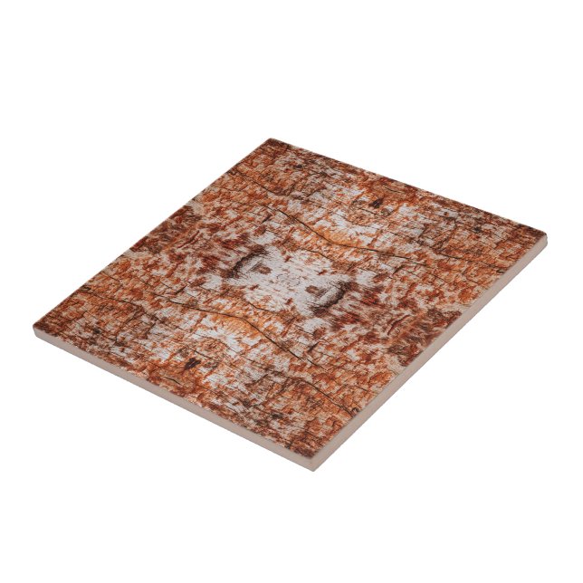 Tree Log Cutaway Photo Mixed Media Repeat Pattern Ceramic Tile (Side)