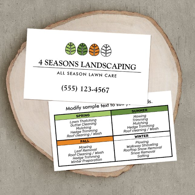 Tree Logo and Lawn Service Landscaping White Business Card (Creator Uploaded)