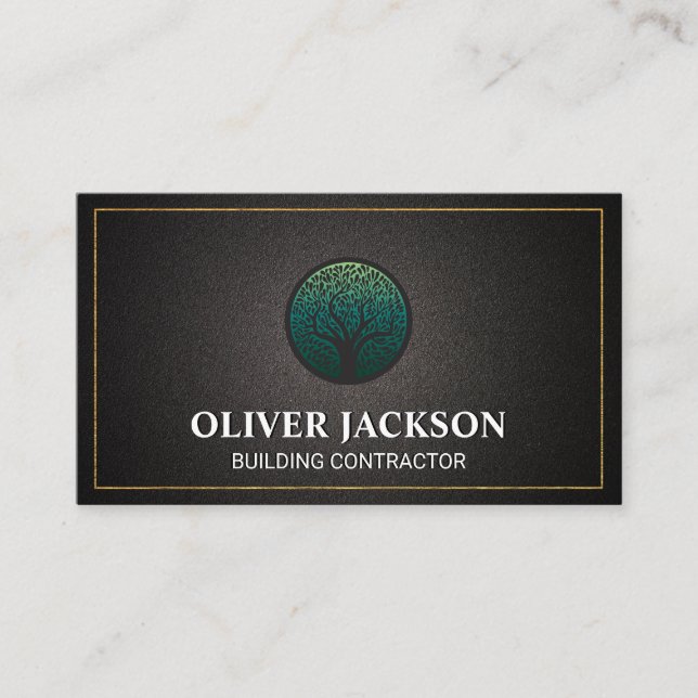 Tree Logo | Construction Real Estate Business Card (Front)