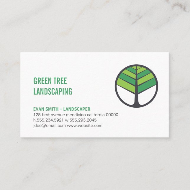 Tree Logo | Landscaping | Tree Trimming Business Card (Front)