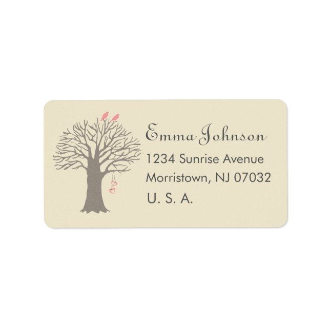 Tree Love Birds Custom Address Label (Front)