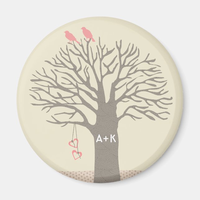 Tree Love Birds Love Initials Custom Magnet (Front)