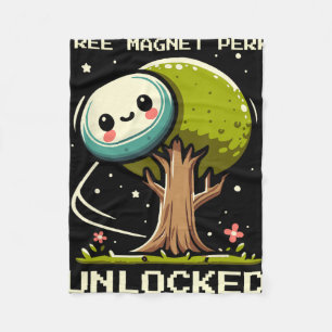 Tree Magnet Perk Unlocked - Kawaii Disc Golf Gamer Fleece Blanket
