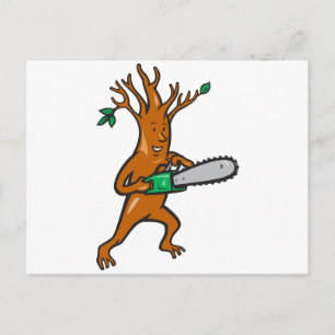 Tree Man Arborist With Chainsaw Postcard