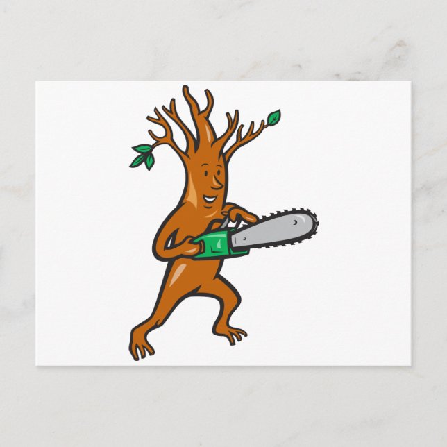 Tree Man Arborist With Chainsaw Postcard (Front)