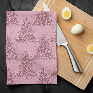 Tree Mod Decor   Dusty Mauve PInk Pastel Pattern Tea Towel
