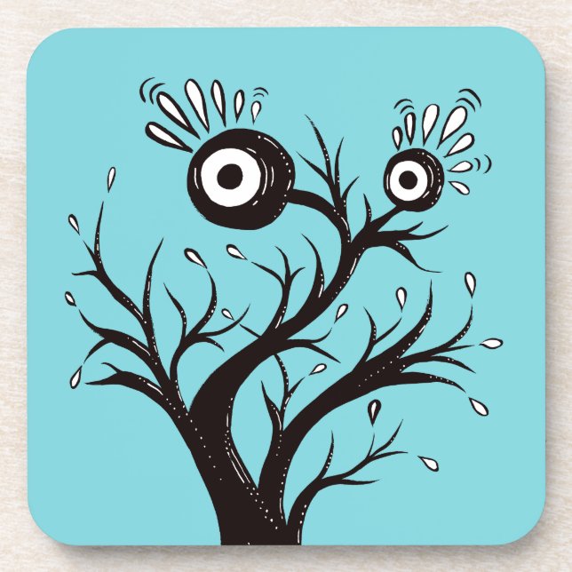 Tree Monster Weird Ink Drawing Coaster (Front)