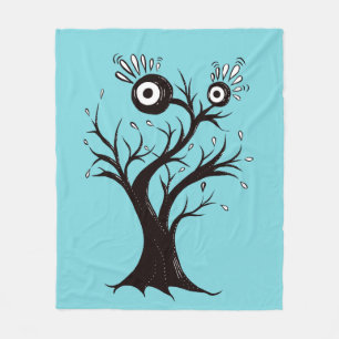Tree Monster Weird Ink Drawing Fleece Blanket