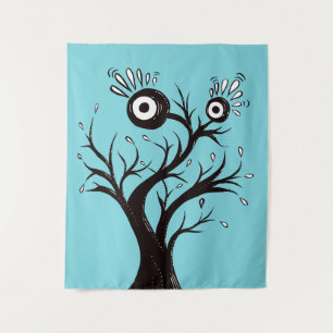 Tree Monster Weird Ink Drawing Tapestry