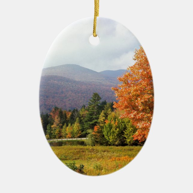 Tree Mount Mansfield Vermont Ceramic Tree Decoration (Front)