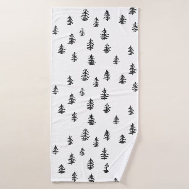 Tree Mountain Pattern Bath Towel Set (Bath Towel)